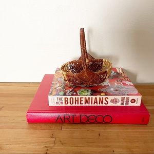 Vintage Mini Woven 2 Tone Basket With Handle